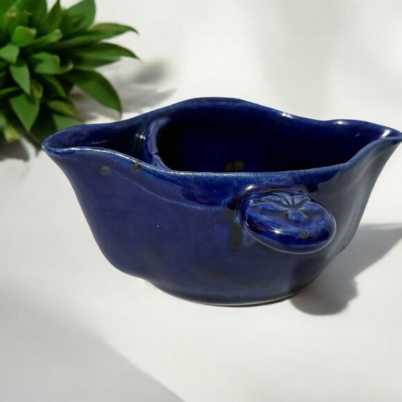 Vintage BLUE Pottery Gravy Boat Fat Separator - Fredericksburg CA - Picture 2 of 8
